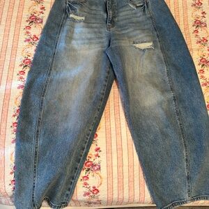 Cello Blue Flare Wide Leg Jeans with Vintage Wash